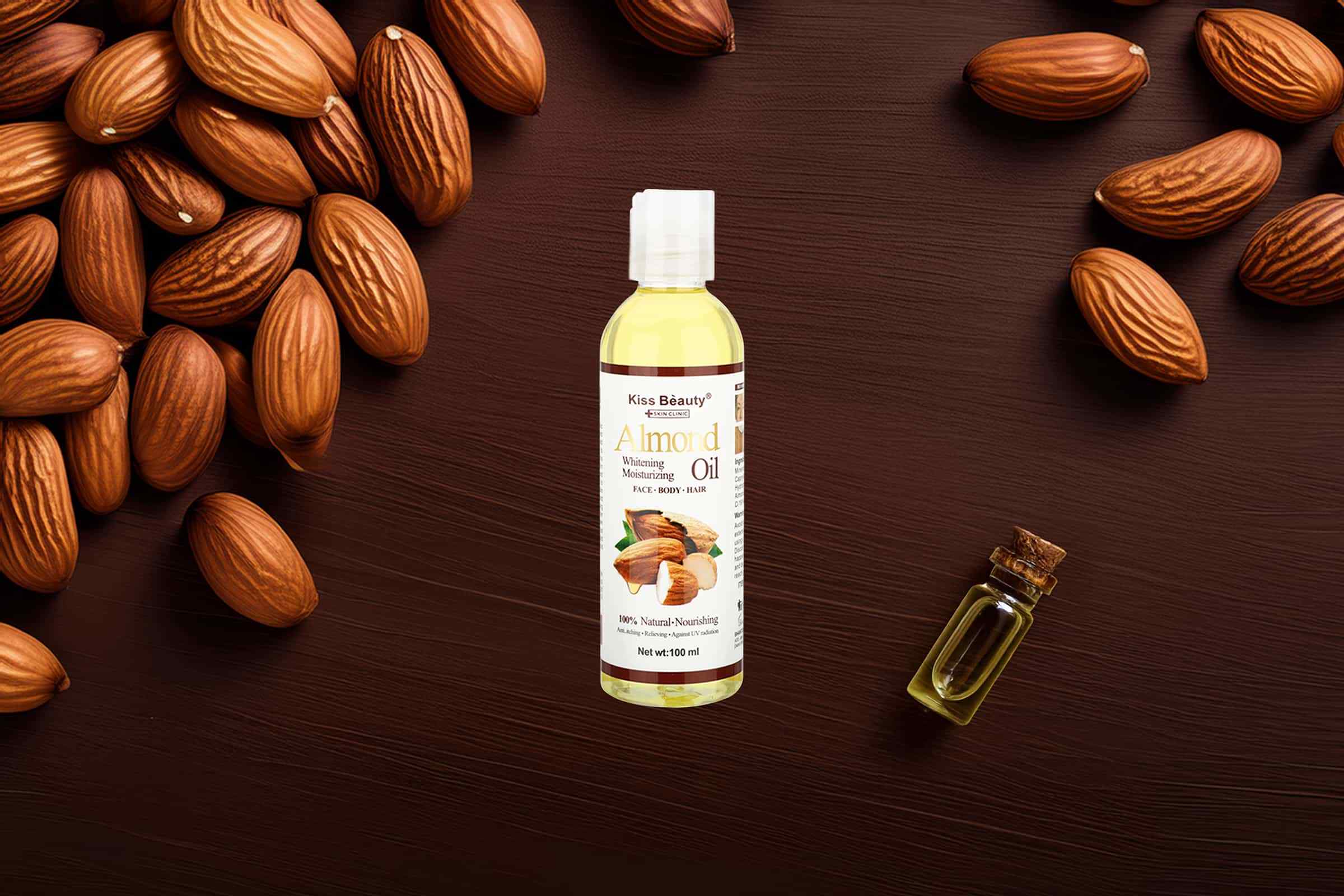 El aceite de almendra blanqueante e hidratante nutre profundamente la piel