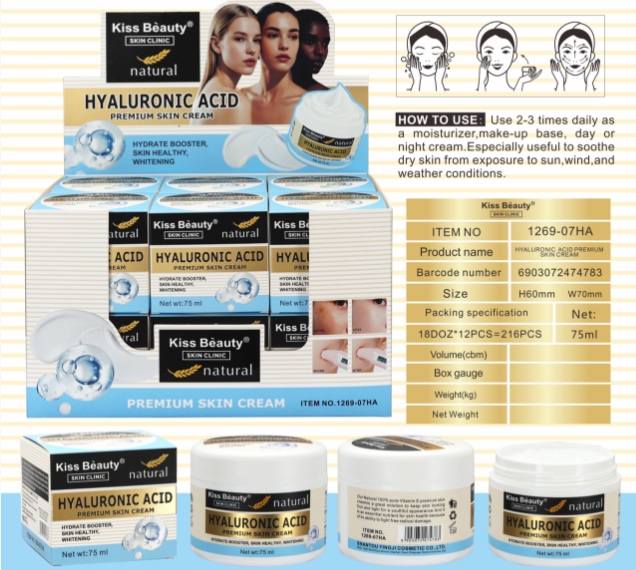 Hyaluronic Acid Premium Skin Cream provides deep hydration and plumping the skin from within