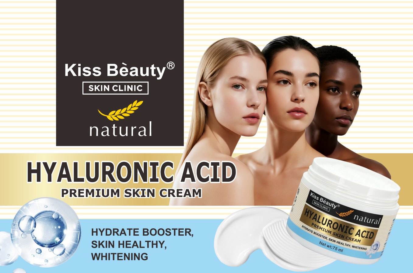 Hyaluronic acid premium skin cream for deep hydration booster