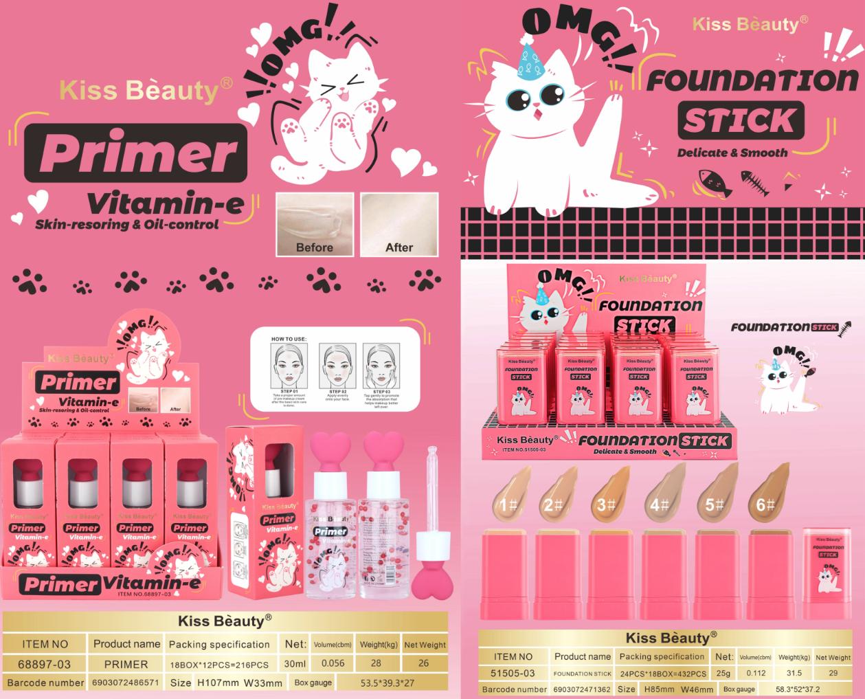 Primer and foundation stick create a smooth lasting complexion