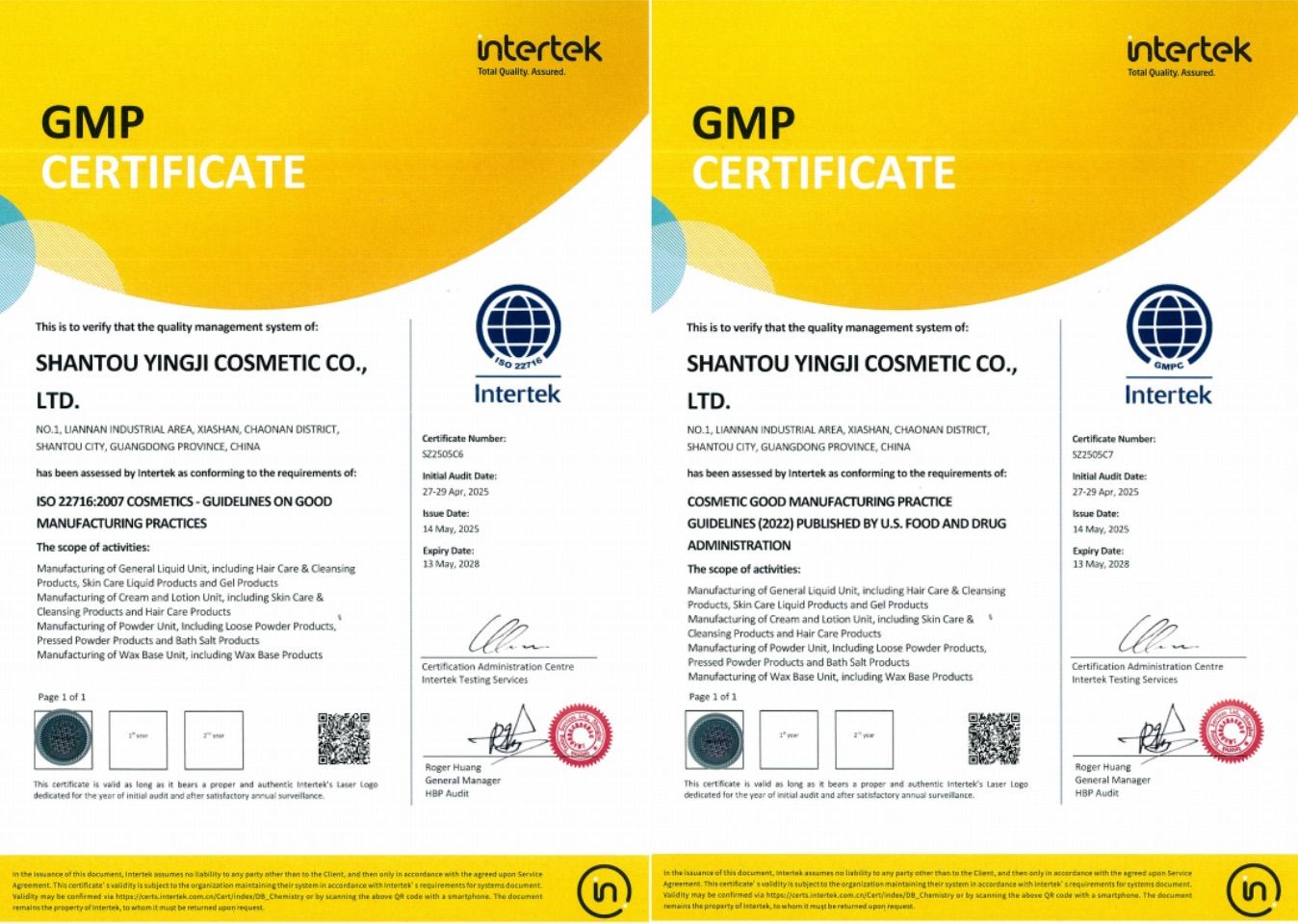 International certifications ensure global cosmetic manufacturing quality compliance