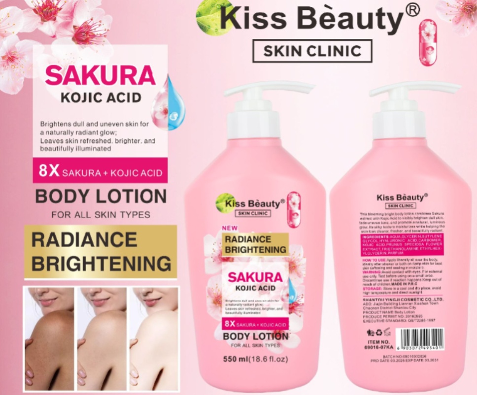 Sakura & Kojic Acid Radiance Brightening Body Lotion for brighter skin