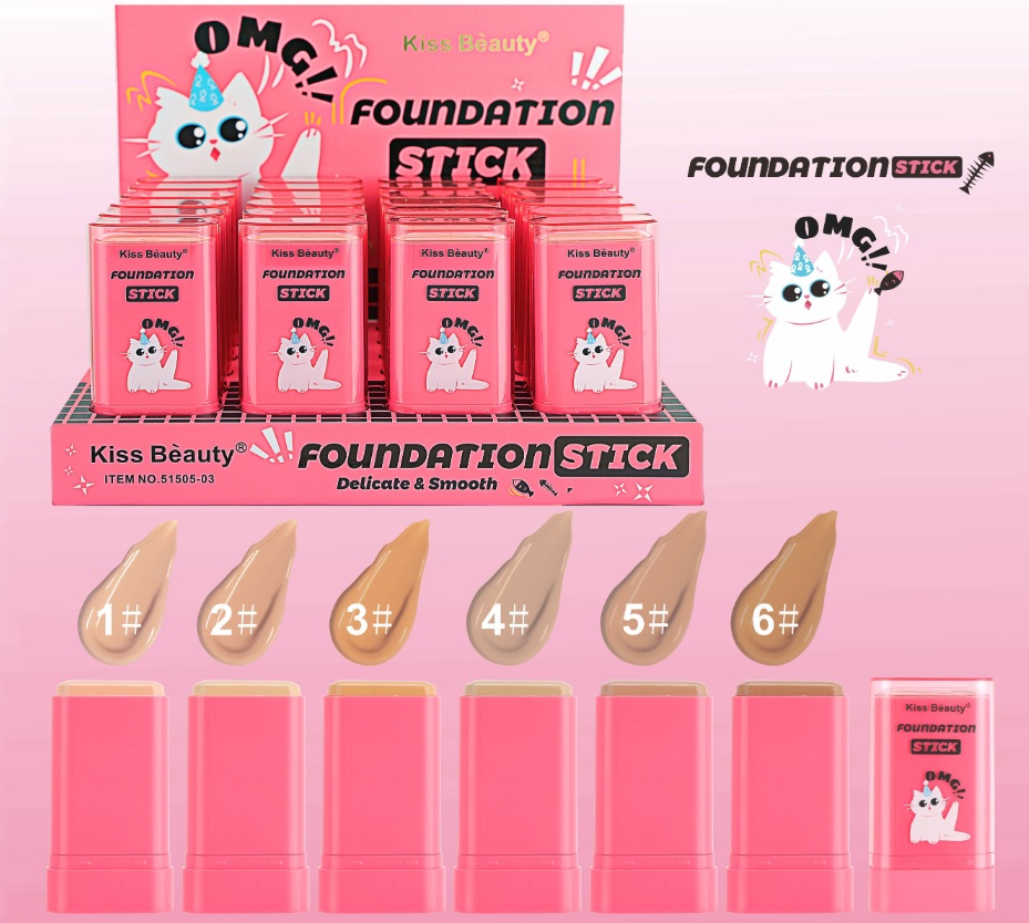 Le fond de teint stick Kiss Beauté cible les rougeurs avec une couvrance douce et précise