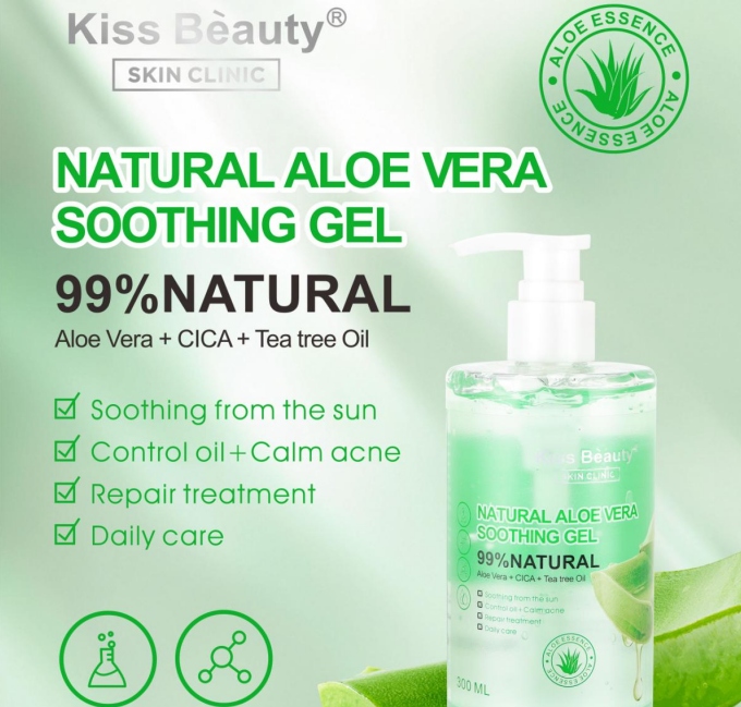 Ce gel apaisant naturel à l'aloe vera favorise la régénération des peaux sensibles.